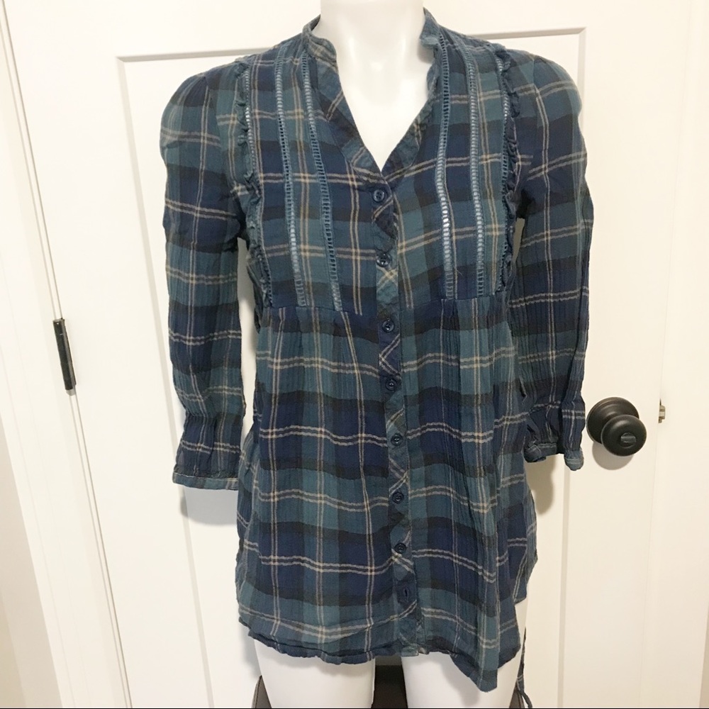 Romeo and Juliet Couture Cotton Plaid Blouse